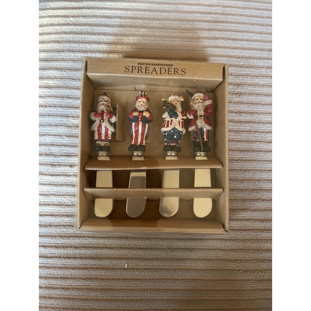 Boston Warehouse Christmas Patriotic Santa Dip Cheese Charcuterie Spreader Set